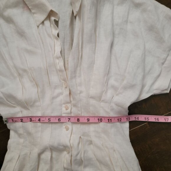 Anthropologie Tobie Linen Shirt Dress Womens XS Midi Vintage Charming Casual - Picture 6 of 9